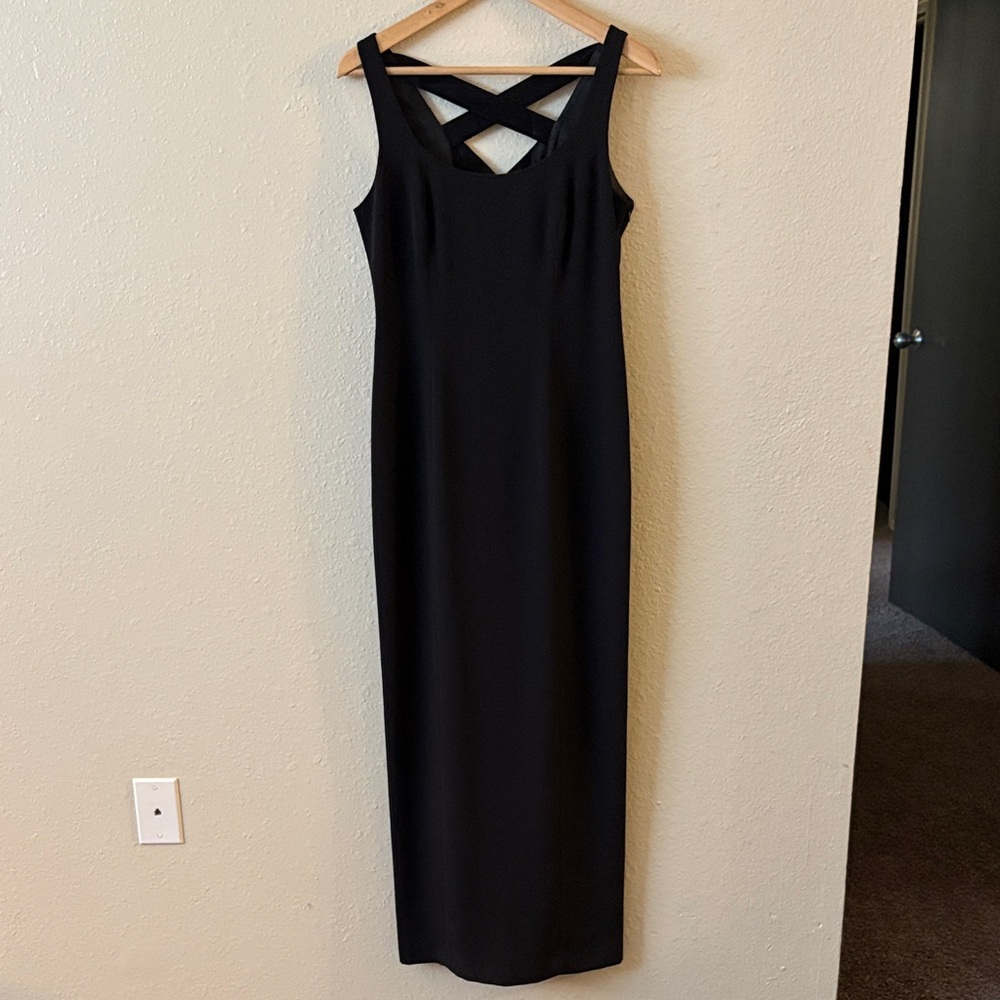 Laundry Shelli Segal Vintage 90s Black Bow Open Back Straight Dress Size 6